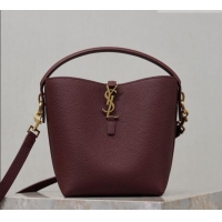 Pretty Style Saint Laurent LE 37 Small Bucket Bag in Grained leather 749036 Burgundy 2026