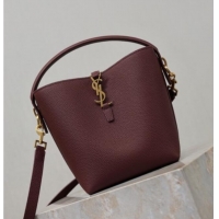 Pretty Style Saint Laurent LE 37 Small Bucket Bag in Grained leather 749036 Burgundy 2026
