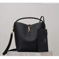 Top Grade Saint Laurent LE 37 Bucket Bag in Grained leather 742828 Black 2026