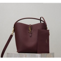 Promotional Saint Laurent LE 37 Bucket Bag in Grained leather 742828 Burgundy 2026
