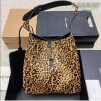 Top Grade Saint Laurent LE 5 À 7 Supple Hobo Bag in Leopard Print Pony Hair 753387 2025