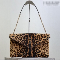 New Design Saint Laurent Cassandre Large Envelope Pouch in Leopard Print Pony Hair 769307 2025