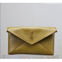 Best Price Saint Laurent Cassandre Large Envelope Pouch in Embossed Leather 769307 Yellow 2025