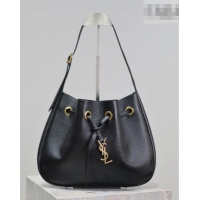 Top Grade Saint Laurent Paris Vii Small Hobo Bag in Grained Leather 796626 Black 2025