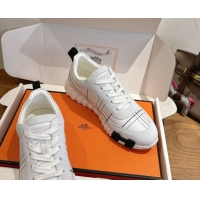 Sophisticated Hermes Bouncing Sneakers in Embroidered Leather and Suede White 1222041 2026