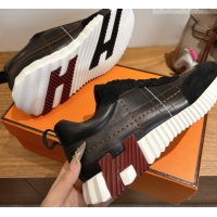 Pretty Style Hermes Bouncing Sneakers in Embroidered Leather and Suede Black 1222046 2026