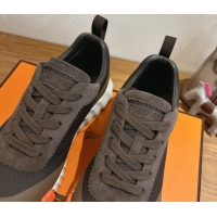 Grade Quality Hermes Bouncing Sneakers in Knit and Suede Brown 1222047 2026