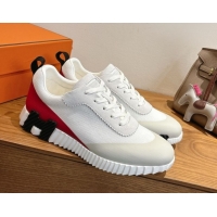 Luxurious Hermes Bouncing Sneakers in Knit and Suede White 1222049 2026