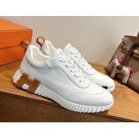 Luxury Hermes Bouncing Sneakers in Calfskin Leather White 1222050 2026