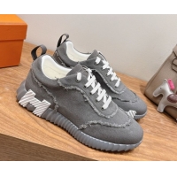 Top Grade Hermes Bouncing Sneakers in Fringed H Canvas Dark Grey/White 1222052 2026