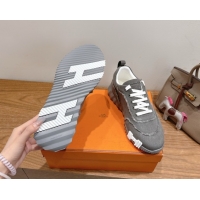 Top Grade Hermes Bouncing Sneakers in Fringed H Canvas Dark Grey/White 1222052 2026