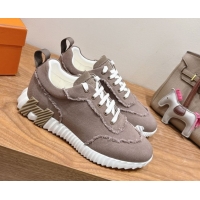 Durable Hermes Bouncing Sneakers in Fringed H Canvas Khaki Grey 1222057 2026