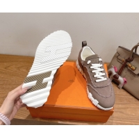 Durable Hermes Bouncing Sneakers in Fringed H Canvas Khaki Grey 1222057 2026