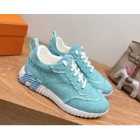 Buy Discount Hermes Bouncing Sneakers in Fringed H Canvas Lake Blue 1222060 2026