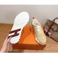 Top Design Hermes Bouncing Sneakers in Fringed H Canvas Beige/Burgundy 1222065 2026
