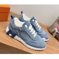 Best Product Hermes Bouncing Sneakers in Fringed H Canvas Light Blue 1222068 2026