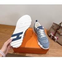 Best Product Hermes Bouncing Sneakers in Fringed H Canvas Light Blue 1222068 2026