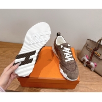 Good Looking Hermes Bouncing Sneakers in Fringed H Canvas Taupe 1222070 2026