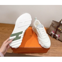 Good Quality Hermes Bouncing Sneakers in Fringed H Canvas White/Green 1222071 2026