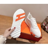 Unique Style Hermes Bouncing Sneakers in Cotton Canvas and Suede White/Orange 1222074 2026