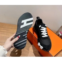 Charming Hermes Bouncing Sneakers in Cotton Canvas and Suede Black/White 1222075 2026