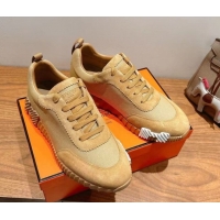 Popular Style Hermes Bouncing Sneakers in Cotton Canvas and Suede Light Brown 1222080 2026