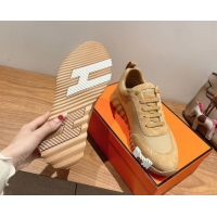 Popular Style Hermes Bouncing Sneakers in Cotton Canvas and Suede Light Brown 1222080 2026