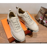 Perfect Hermes Bouncing Sneakers in Leather and Suede Beige/Grey 1222081 2026
