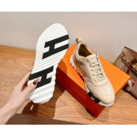 Perfect Hermes Bouncing Sneakers in Leather and Suede Beige/Grey 1222081 2026