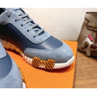 Good Quality Hermes Bouncing Sneakers in Leather and Suede Dark Blue 1222084 2026