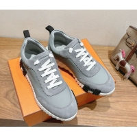 Luxurious Hermes Bouncing Sneakers in Leather and Suede Grey 1222085 2026