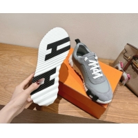 Luxurious Hermes Bouncing Sneakers in Leather and Suede Grey 1222085 2026