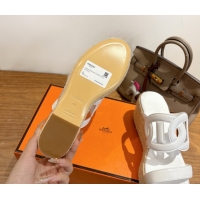 Super Quality Hermes Lipari Wedge Slides Sandal in Calfskin Leather White 1222087 2026