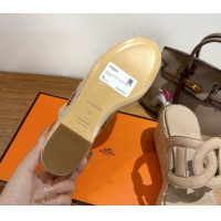 Good Product Hermes Lipari Wedge Slides Sandal in Suede and Leather Beige 1222090 2026