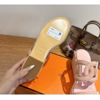 Best Price Hermes Lipari Wedge Slides Sandal in Suede Light Pink 1222091 2026