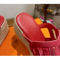 Affordable Price Hermes Lipari Wedge Slides Sandal in Suede Red 1222093 2026