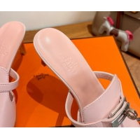 Best Price Hermes Kelly Strap Medium Heel Slides Sandal in Calfskin Leather Light Pink HS122201 2026