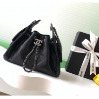 Best Price Chanel 25 Mini Hobo Handbag in Grained Calfskin AS5631 Black/Silver 2025