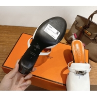 Most Popular Hermes Kelly Strap Medium Heel Slides Sandal in Calfskin Leather HS122201 White/Orange 2026