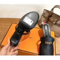 Best Product Hermes Kelly Strap Medium Heel Slides Sandal in Calfskin Leather HS122201 Black 2026