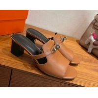 Pretty Style Hermes Kelly Strap Low Heel Slides Sandal in Calfskin Leather HS122201 Brown/Black 2026