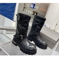 Generous Balenciaga Women's Venom Mid Boots 5cm with Strap Buckle in Calfskin Leather Black 1104104 2026