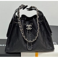 ​Famous Brand Chanel Original Antiba Calfskin Medium Hobo bag AS5293 Black/Silver 