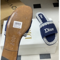 Good Looking Dior Dentelle Slide Sandals in Blue Dior Oblique Embroidered Cotton and White Lace 6012215 2026