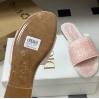 Discount Dior Dentelle Slide Sandals in Pink Dior Oblique Embroidered Cotton and White Lace 6012217 2026
