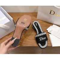 Cheap Price Dior Dentelle Heeled Slide Sandals in Black Dior Oblique Embroidered Cotton and White Lace 6012218 2026