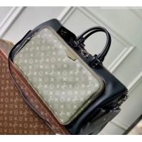 Best Price Louis Vuitton Men's Keepall Bandoulière 50 Bag in Green Monogram Surplus Canvas and Black Leather M12690 2026