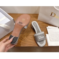 Sumptuous Dior Dentelle Heeled Slide Sandals in Grey Dior Oblique Embroidered Cotton and White Lace 6012220 2026