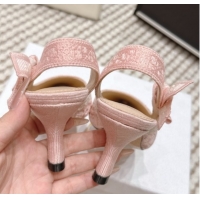 Stylish Dior J'Adior Pump 6.5cm Heel in Pink Dior Oblique Embroidered Cotton and White Lace 6012236 2026