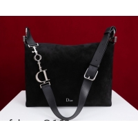 Purchase Dior Suede Medium Shoulder Bag M14142 Black/Silver 2026